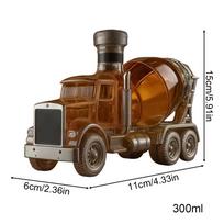 Viskio grafinas 300ml Cementinio maišytuvo sunkvežimio dizaino stiklinis viskio grafino butelis brendžiui, burbonui, gėrimams, šeimos susibūrimams gryna