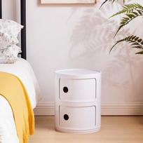 Nordic Round White Minimalist Bedside Table - Modern Small Cabinet & Bathroom Storage Solution