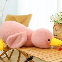 Cute fried yellow duck doll plush toy lying duck doll children's throw pillow soothing doll birthday gift 65cm rožinė