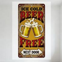 Vintažinis METALINIS ALIUMINIO ŽENKLASĖ „ICE COLD BEER“ su skambančiais alaus puodeliais, NEMOKAMAI KITAIS NAMUOSE, Rūdyta briauna, Geltonas fonas - Namų baras Kavinė Ma 20x30cm（7.8x11.8inch）