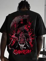 2026 BLEACH Kenpachi Marškinėliai Anime Raštas Raudonplaukis Bankai Zangetsu Nozarashi Kanji Spausdintas Kraujo Gatvės Suknelė Unisex S