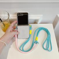 For Samsung Galaxy Z Flip 6 5 Case Fashion Clear Shoulder Strap Lanyard Transparent Shockproof Thin Cover for Galaxy Z Flip 4 3 for Samsung Z Flip 6