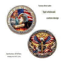 US 250th Anniversary Bald Eagle Medal: Statue of Liberty & Declaration of Independence Commemorative Coin 40x40x3 mm sidabras