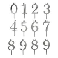 10pcs Reusable Candle Numbers Metal Cake Toppers 0-9 Reusable Birthday Candles for Birthdays Cakes Anniversaries Celebrations sidabras