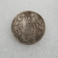 Antique Craft Finland 1866 Brass 2 Silver Dollar Commemorative Coin Collection Brass