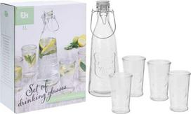 Excellent Houseware Grafinas ir stiklinių rinkinys 1 L, 4 x 250 ml