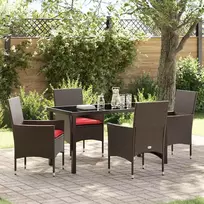 Lauko baldų komplektas Stalo ir kėdžių komplektas 5 pcs Ruda ir raudona PE ratanas