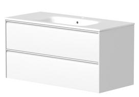 Vonios spintelė Kame Moon 100cm 2 stalčiai, be kriauklės, Balta Matinė BU/10-3DR/D02-MO