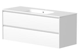 Vonios spintelė Kame Moon 120cm 2 stalčiai, be kriauklės, Balta matinė BU/12-3DR/D02-MO