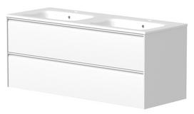 Vonios spintelė Kame Moon 120cm 2 stalčiai, dviguba Balta Matinė BUD/12-3DR/D02-MO