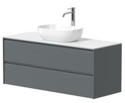 Vonios spintelė Kame Moon 120cm 2 stalčiai, Po stalviršiu, Be praustuvo, Matinė pilka BUC/12-3DR/D05-MO