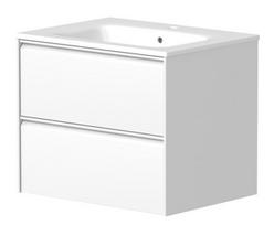 Vonios spintelė Kame Moon 60cm 2 stalčiai, be kriauklės, Balta Matinė BU/6-3DR/D02-MO