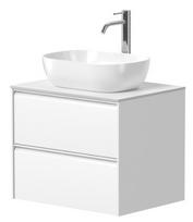 Vonios spintelė Kame Moon 60cm 2 stalčiai, Po stalviršiu, Be praustuvo, Baltas matinė BUC/6-3DR/D02-MO