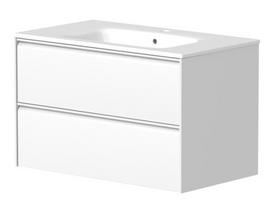Vonios spintelė Kame Moon 80cm 2 stalčiai, be kriauklės, Balta matinė BU/8-3DR/D02-MO