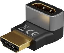 Goobay HDMI Angled Adapter 90° Vertical, 8K at 60 Hz, Gold-Plated, Black/Silver | 72009