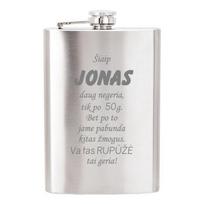 Metalinė gertuvė (fleškutė) „Šiaip JONAS daug negeria“