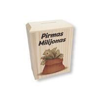 Medinė taupyklė „Pirmas milijonas“ (13,5x10x6)