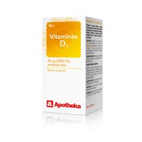 APOTHEKA VITAMINAS D3 25µg (1000 IU) lašai, 10ml