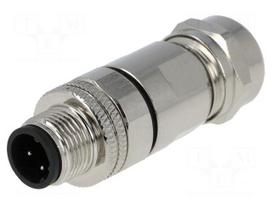 Plug | M12 | PIN: 4 | male | D code-Ethernet | for cable | soldering | IP65