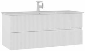 Vonios spintelė su praustuvu Kalune Design Moonlight, balta matinė sp., 51 cm x 121 cm x 51 cm