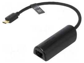 USB to Ethernet adapter | RJ45 socket,USB C plug | black | 0.15m