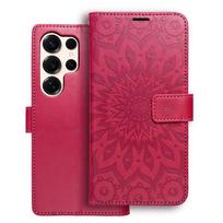 MEZZO knygos tipo dėklas telefonui SAMSUNG S25 Ultra su mandala, purpurinis
