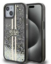Dėklas GUESS GUHCP15SLFCSEGK IPHONE 15/14/13 6.1 "Juodas / Juodas HARDCASE LIQUID GLITTER GOLD STRIPES