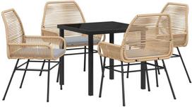 Lauko baldų komplektas Sodo valgomojo komplektas su pagalve 5 pcs Ruda poliratanas