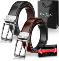 Vyriškas odinis diržas Pierre Cardin, juodas/rudas, 3,5 cm