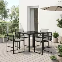 Lauko baldų komplektas Sodo valgomojo komplektas 5 pcs Juoda poliratanas