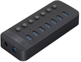 Orico aktyvus Usb 3.0 hubas, 7 prievadai, 5gbps, 24w, juodas