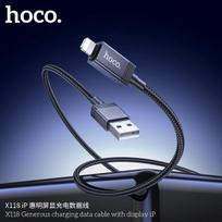 Hoco X118 Usb-a į Lightning 2.4a kabelis su Led ekranu, 1m, juodas
