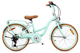 20 colių mergaitiškas vaikiškas dviratis Shimano 6 pavaros, 6–8 metų, bagažinė, atraminė kojelė, retro „Flower Bike“, mėtinis., 20 colių mergaitiškas vaikiškas dviratis Shimano 6 pavaros, 6–8 metų, bagažinė, atraminė kojelė, retro „Flower Bike“, mėtinis.