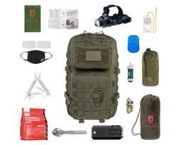 Išgyvenimo kuprinė 36L su įranga – ​​Brytzky Tactical Polygon Olive | 72 valandų krepšys | Evakuacijos krepšys | Bug Out krepšys