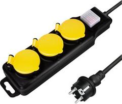 Logilink Lps253 prailginimo laidas su 3 lizdais, Ip44, 1.5m, juodas