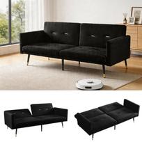 Dvivietė sofa-lova, 5 padėtys, juoda, 1 vnt