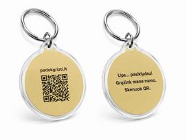 Padėk Grįžti apvalios formos QR PAKABUKAS - Sviestinė geltona