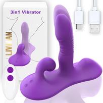 3in1 klitorio, G taško ir analinis vibratorius LIVMAN USK-CD12-R su stabiliu pagrindu, 9 teleskopiniais ir 9 vibracijos režimais bei nuotolinio valdymo pultu