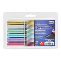 MARVY rašikliai teptukiniu galiuku Opaque Brush #4700-6V Metallic, 6 vnt.