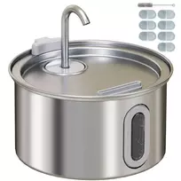 PawHut kačių fontanėlis 2,5 l gėrimo fontanėlis katėms su tyliu siurbliu, LED aktyvintos anglies filtru, 19,4 x 19,4 x 18,7 cm