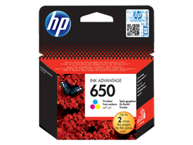 HP 650 trijų spalvų (Tri-colour) originali rašalo kasetė