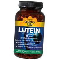 Liuteinas ir zeaksantinas, liuteinas 20, Country Life 60 gelio dangteliai (72124009) 60softgels