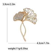 Temperament Exquisite Rhinestone Ginkgo Biloba Brooch Simple Fashion Women'S Suit Cardigan Corsage Jewelry Pin beige