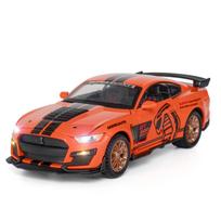 1/24 Ford Mustang Shelby GT500 Lydinio Sportinio Automobilio Modelis Diecast Metalinis Žaislinio Automobilio Modelis Didelės Simuliacijos Garsas ir Šviesa Vaikų Dovana oranžinė