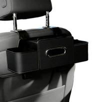 3-in-1 Automobilio Galinės Sėdynės Organizatorius Sėdynės Laikymo Dėžutė su 2 Puodelių Laikikliais ir Daugiafunkcine Galine Servetėlių Dėžute ruda