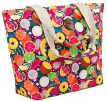 Large women's shopper bag with a fruit motif