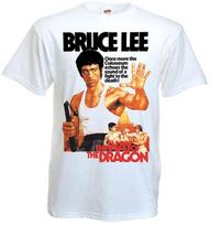 26 DRAKONAS Bruce Lee Filmo Marškinėliai balti visų dydžių Unisex Marškinėliai XL