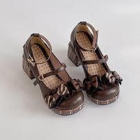 Piaohong French elegant retro style bow plaid Mary Jane shoes women's 2025 new autumn and winter versatile single shoes 35 ruda