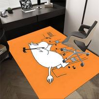 1PC Moomin Hammer Non-Slip Floor Carpet Compatible for Office&Living Room&Dining room - Flat-Weave Machine- Soft & Pattern-E269 60cm by 90cm