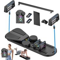 6 in 1 Pilates Board for Abs, with Counter, Foldable, Auto Rebound, Pilates Reformer, Ab Wheel - Black
